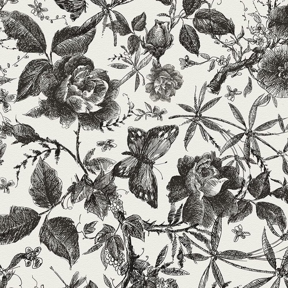 NEW Vintage Removable Vinyl Wallpaper Sketch Floral Wall Mural Wall Decor